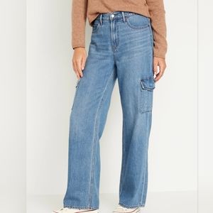 BN Old Navy Sky-Hi wide leg cargo jeans, 12 Tall